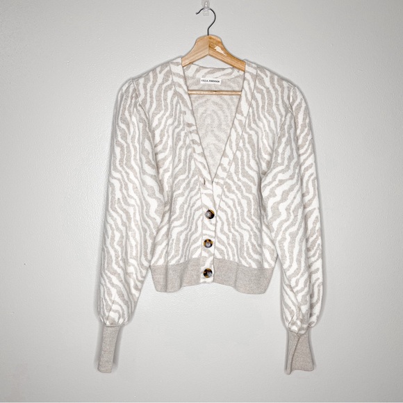 Ulla Johnson | Cici Wool Zebra Balloon Sleeve Cardigan - Picture 6 of 15